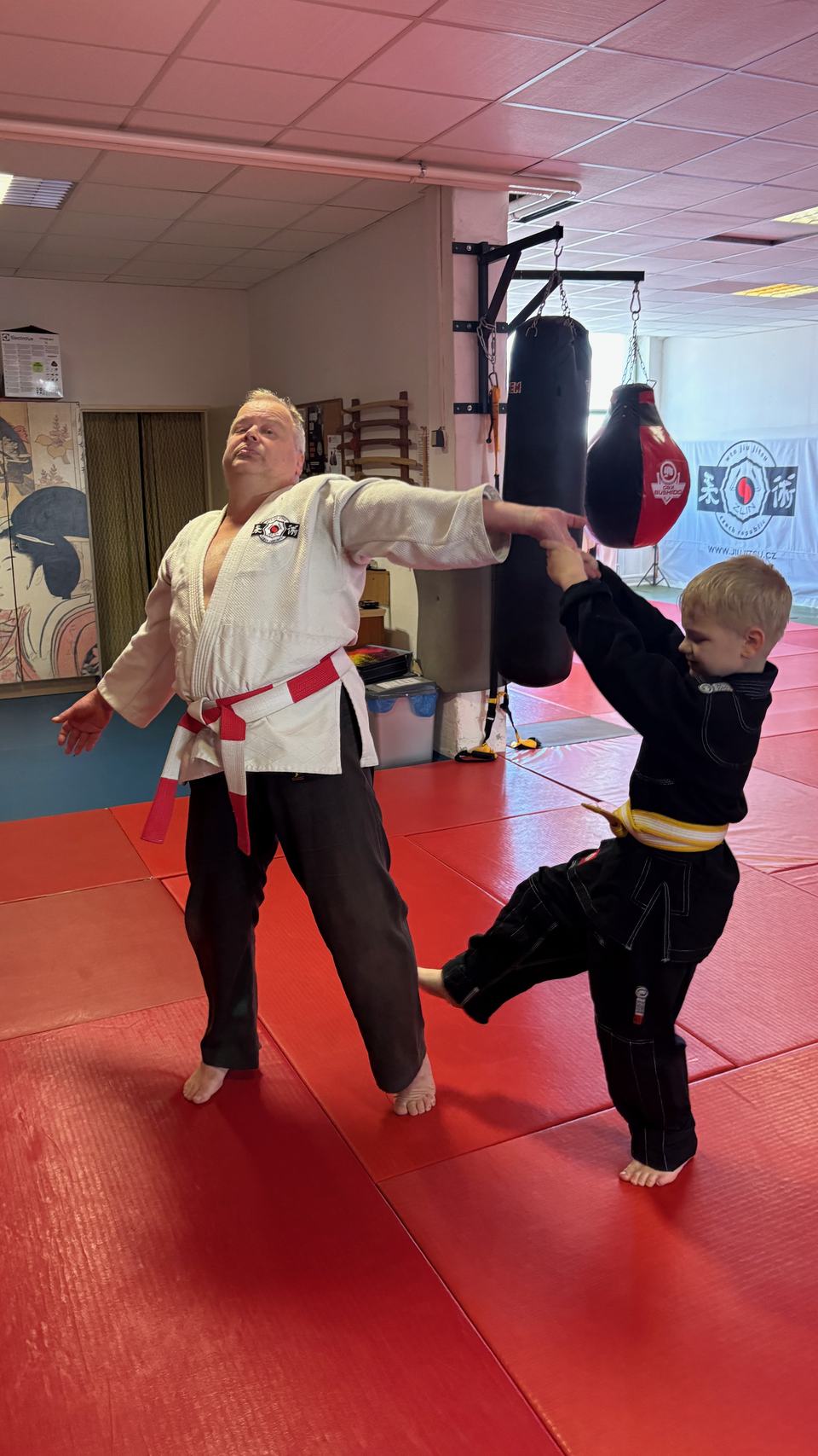 Kicking the heavy bag